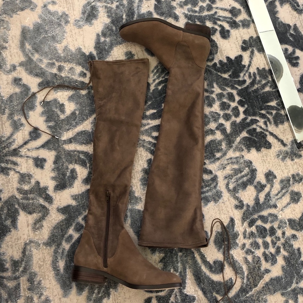 Goodnight Macaroon Brown Over-the-Knee Faux Suede Boots
